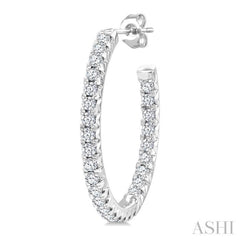 3/4 Ctw French Pave Set Round Cut Diamond Fashion Half Hoop Earring in 14K White Gold