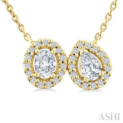 3/8 Ctw Toi Et Moi Diamond Pendant With Chain in 14K Yellow Gold