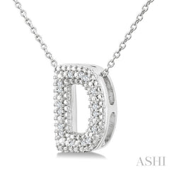 1/20 Ctw Bubble Accent Initial 'D' Round Cut Diamond Fashion Pendant With Chain in Sterling Silver