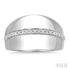 1/10 Ctw Bold Wide Center Round Cut Diamond Fashion Ring in Sterling Silver