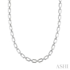 1/4 Ctw Bold Open Window Octagonal Shape D-Link Round Cut Diamond Paperclip Necklace in Sterling Silver