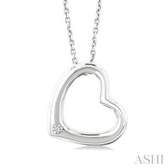 1/50 Ctw Heart Frame Round Cut Diamond Fashion Pendant With Chain in Sterling Silver