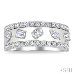 7/8 Ctw 5-Stone Mixed Shape Diamond Fashion Band in 14K White Gold