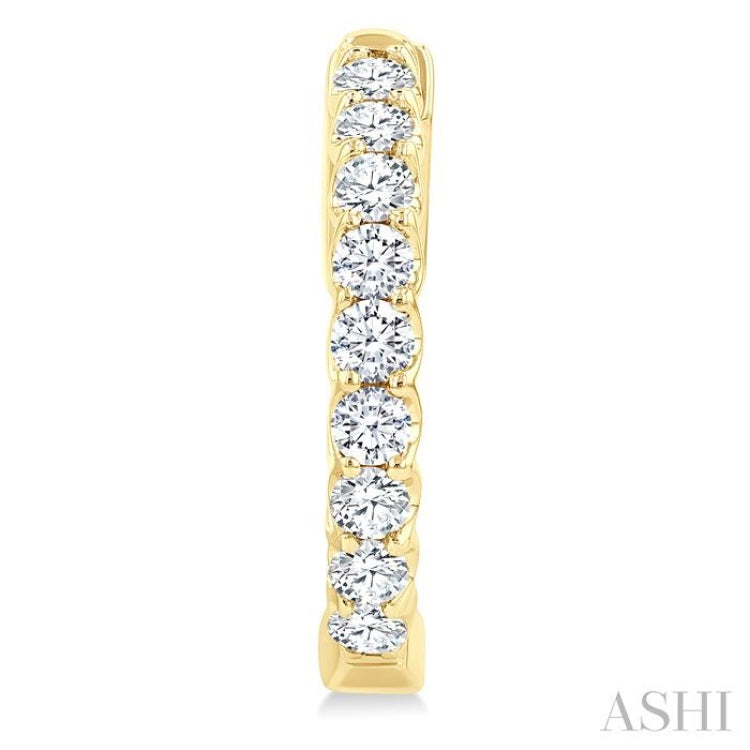 1 Ctw Inside-Out Embellished Round Cut Diamond Hoop Earrings in 14K Yellow Gold