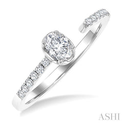 3/8 Ctw Oval and Round Cut Diamond Fashion Open Ring in 14K White Gold
