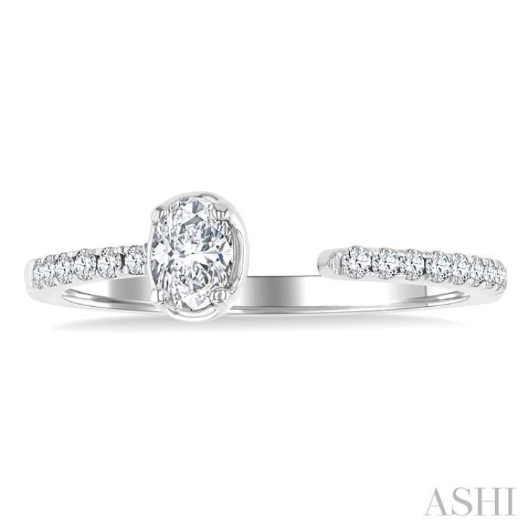 3/8 Ctw Oval and Round Cut Diamond Fashion Open Ring in 14K White Gold