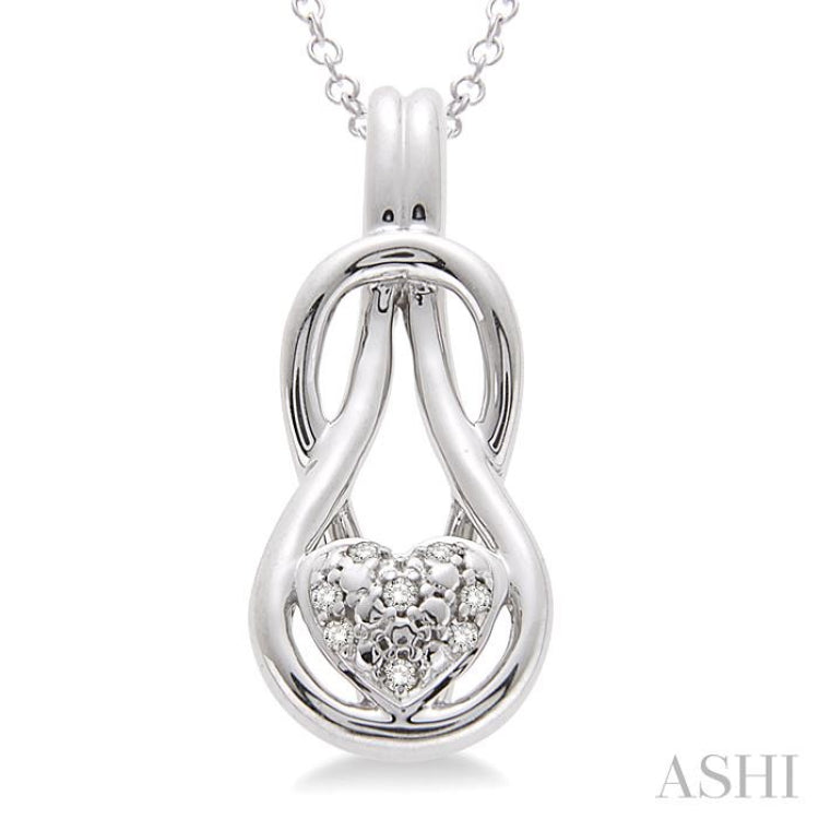 1/50 Ctw Heart Shape Round Cut Diamond Fashion Pendant in Sterling Silver with Chain