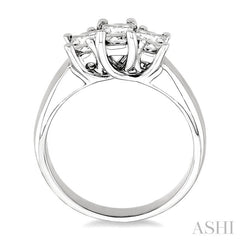 3/4 Ctw Three Stone Princess Cut Diamond Ring in 14K White Gold