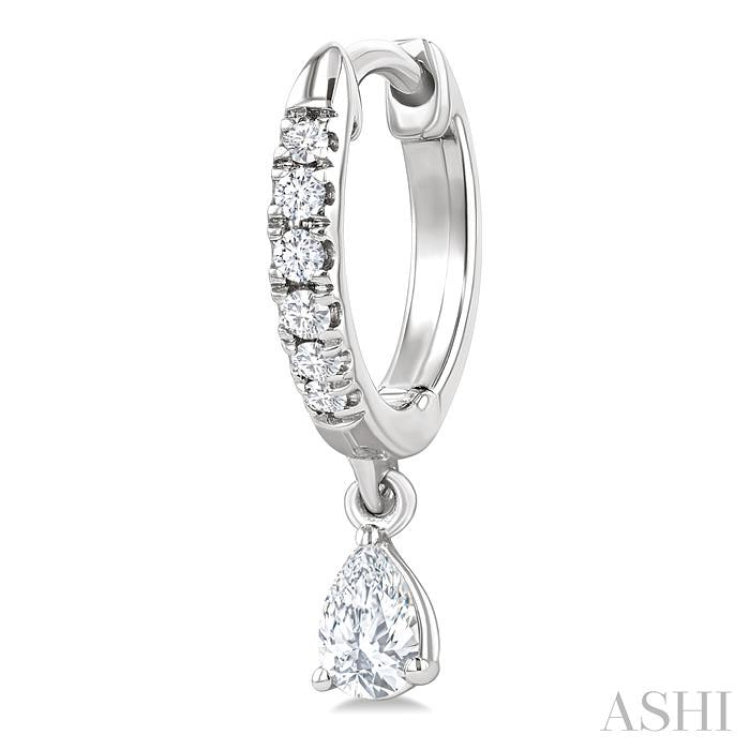 3/8 Ctw Pear Shape and Round Cut Diamond Fashion Huggie Petite Earrings in 14K White Gold
