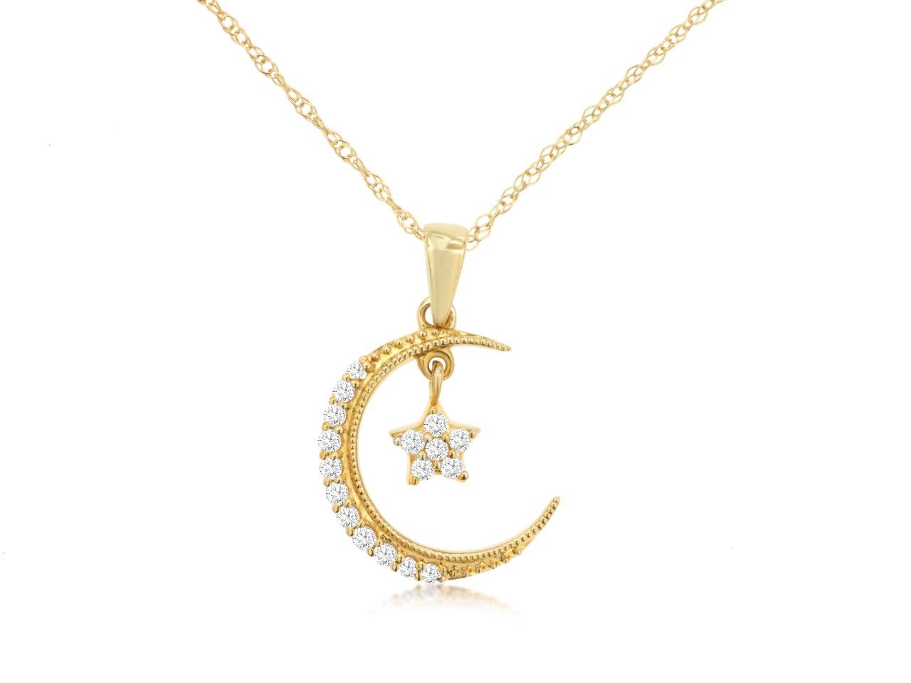 Diamond Moon Star Necklace 
