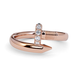 Large Spiral 0.08 Carat Diamond Nail Ring - Amouria