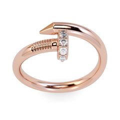 Large Spiral 0.08 Carat Diamond Nail Ring - Amouria