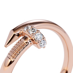 Large Spiral 0.08 Carat Diamond Nail Ring - Amouria