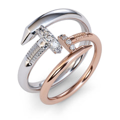 Large Spiral 0.08 Carat Diamond Nail Ring - Amouria