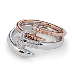 Large Spiral 0.08 Carat Diamond Nail Ring - Amouria