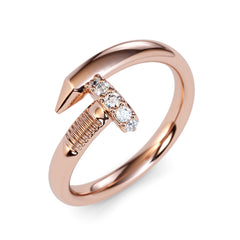 Large Spiral 0.08 Carat Diamond Nail Ring - Amouria