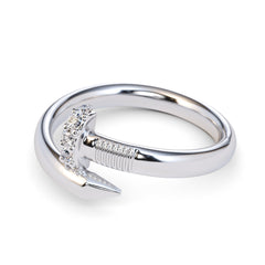 Large Spiral 0.08 Carat Diamond Nail Ring - Amouria
