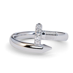 Large Spiral 0.08 Carat Diamond Nail Ring - Amouria