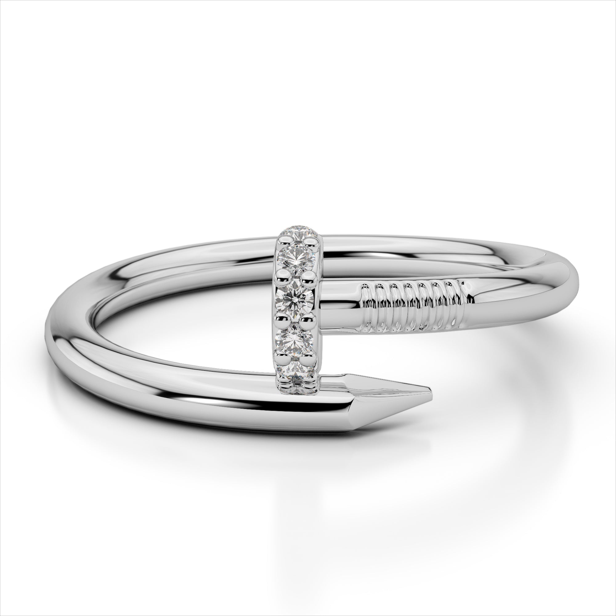 Small Spiral Diamond Nail Ring - Amouria