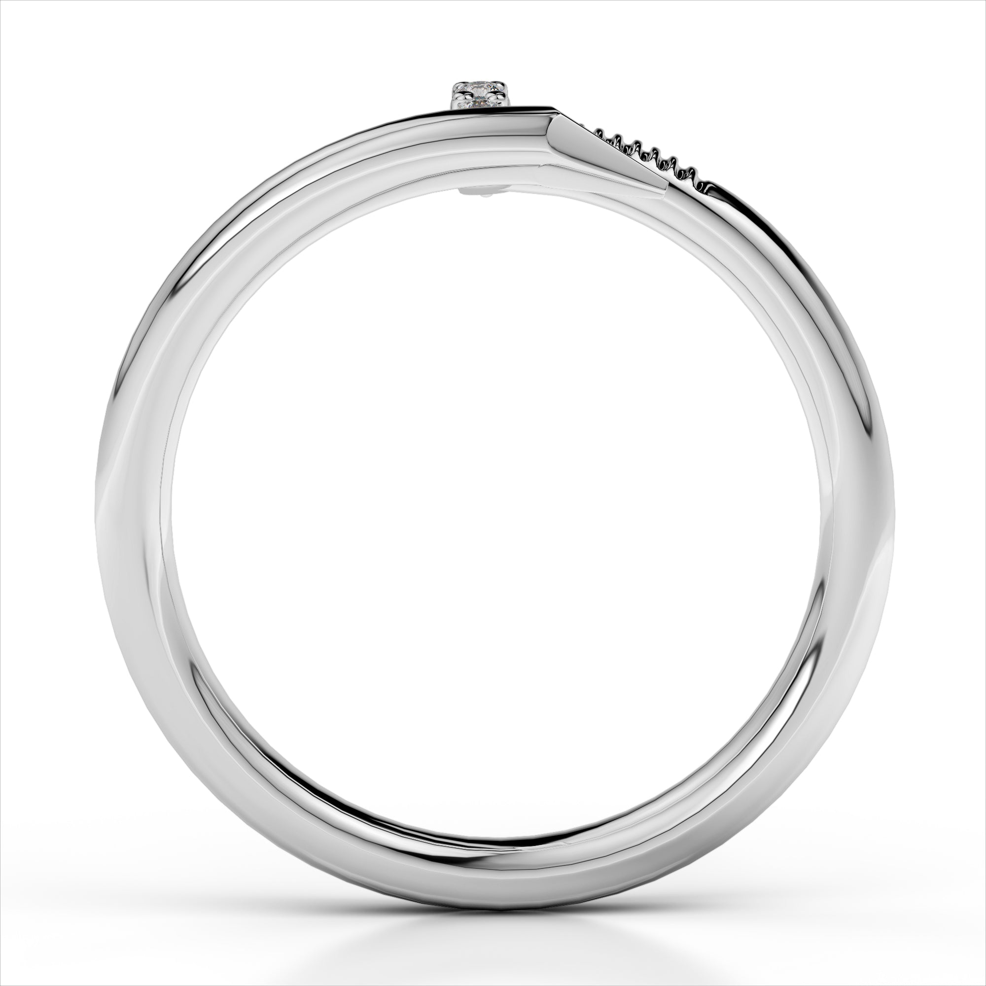 Small Spiral Diamond Nail Ring - Amouria
