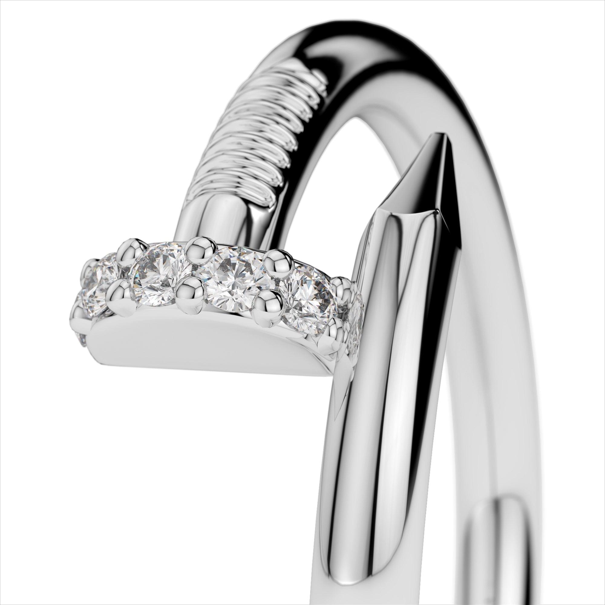 Small Spiral Diamond Nail Ring - Amouria