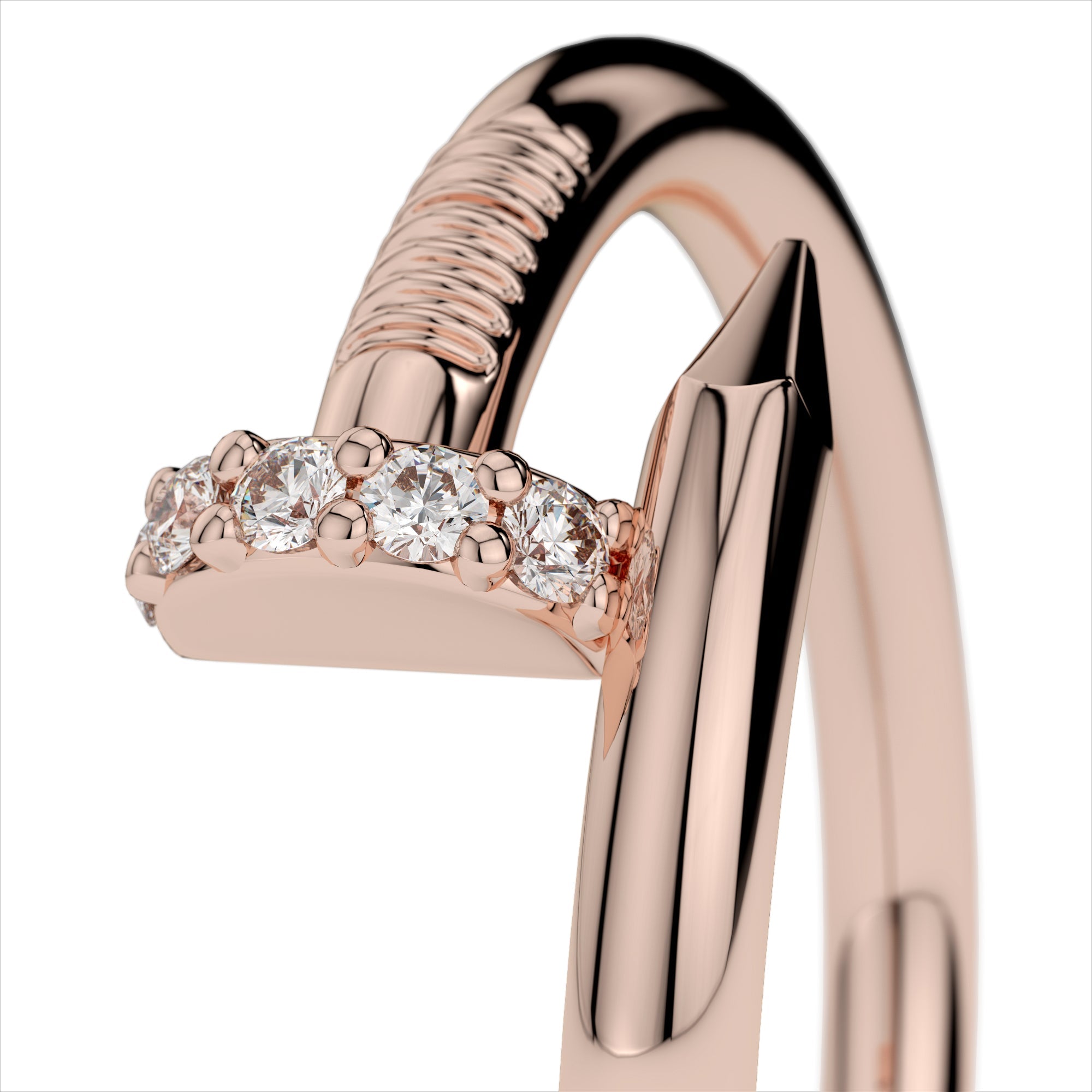 Small Spiral Diamond Nail Ring - Amouria