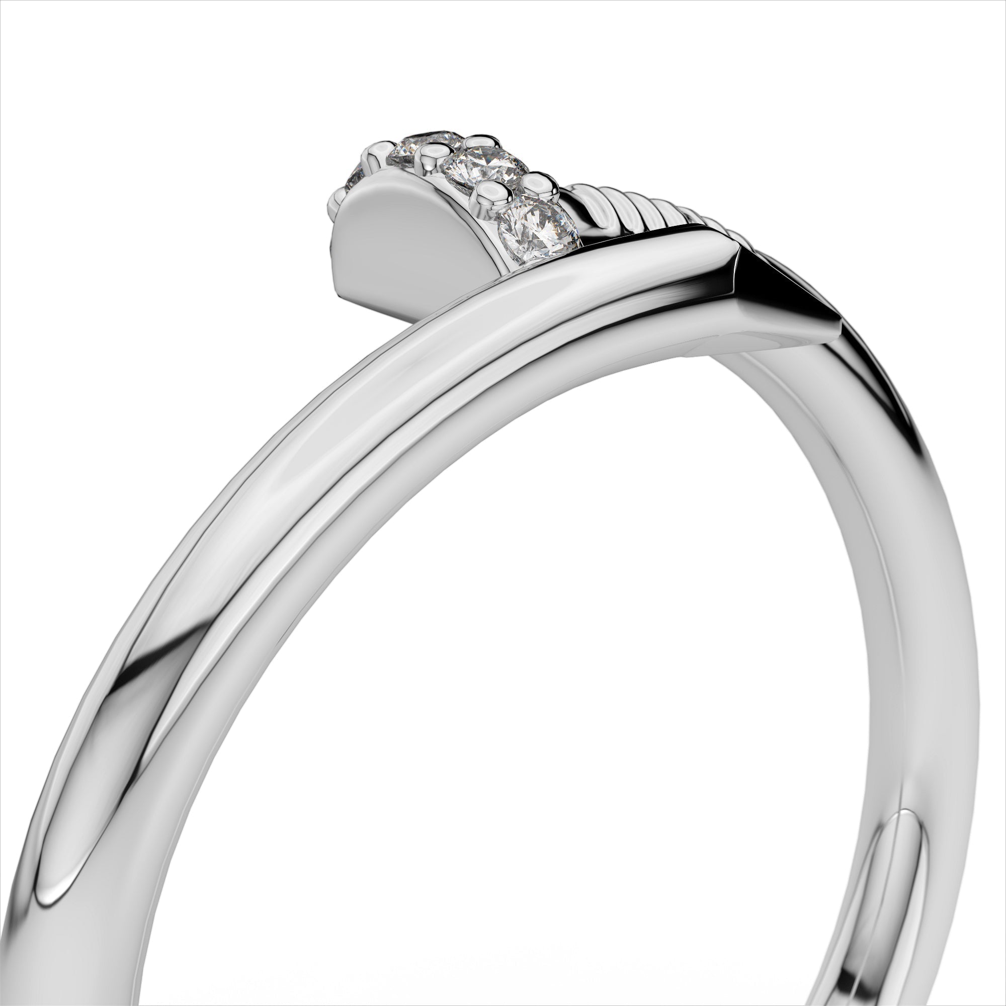 Small Spiral Diamond Nail Ring - Amouria