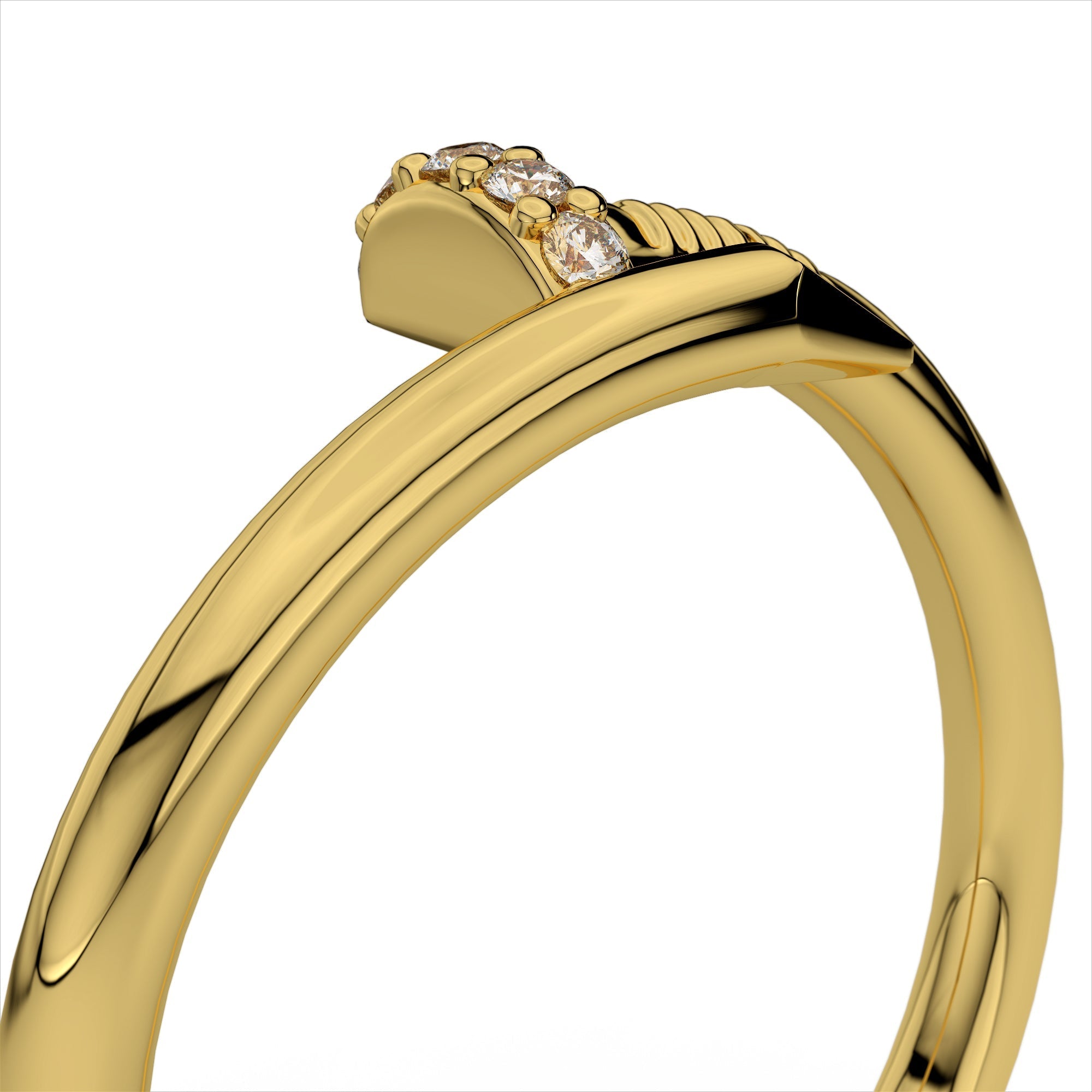 Small Spiral Diamond Nail Ring - Amouria