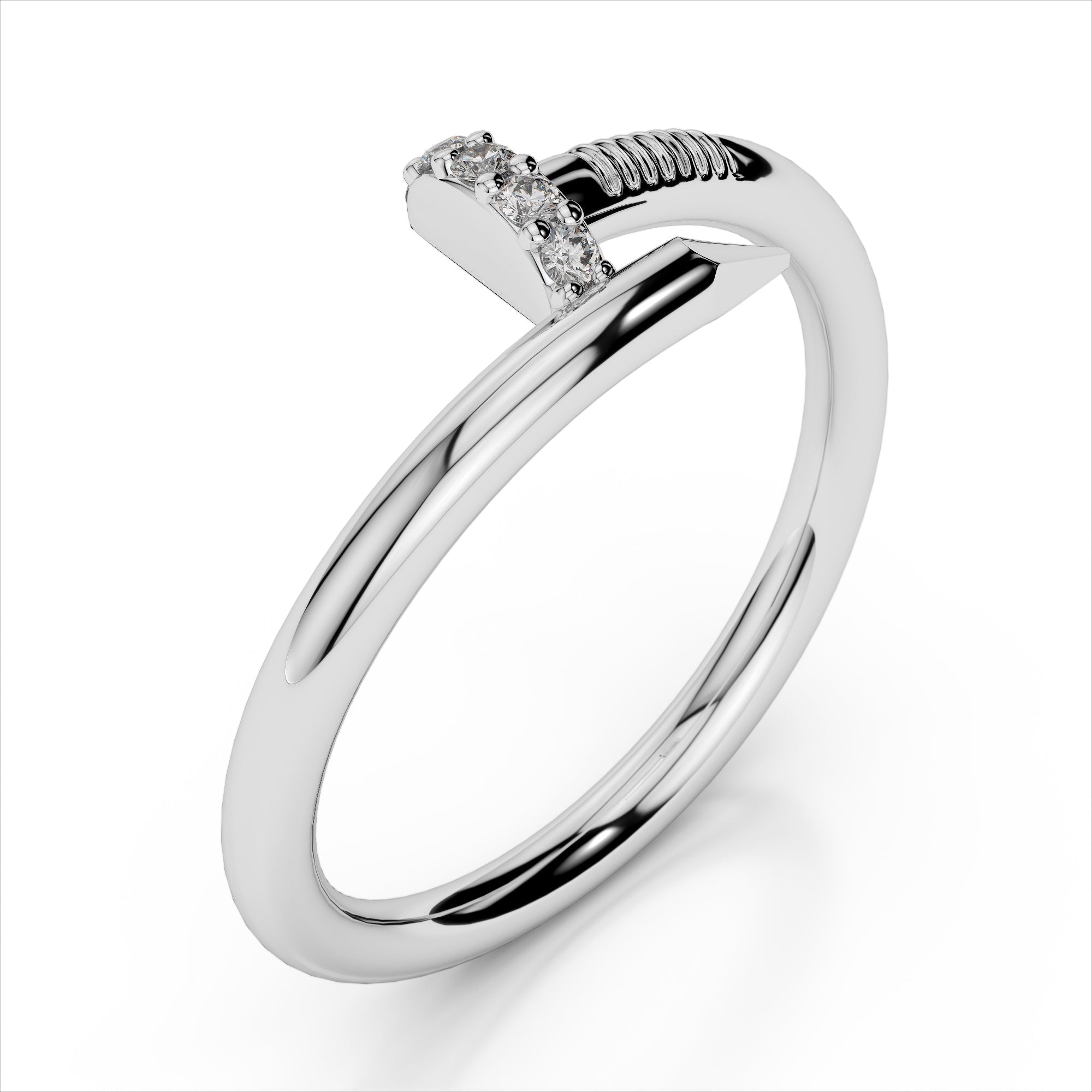 Small Spiral Diamond Nail Ring - Amouria