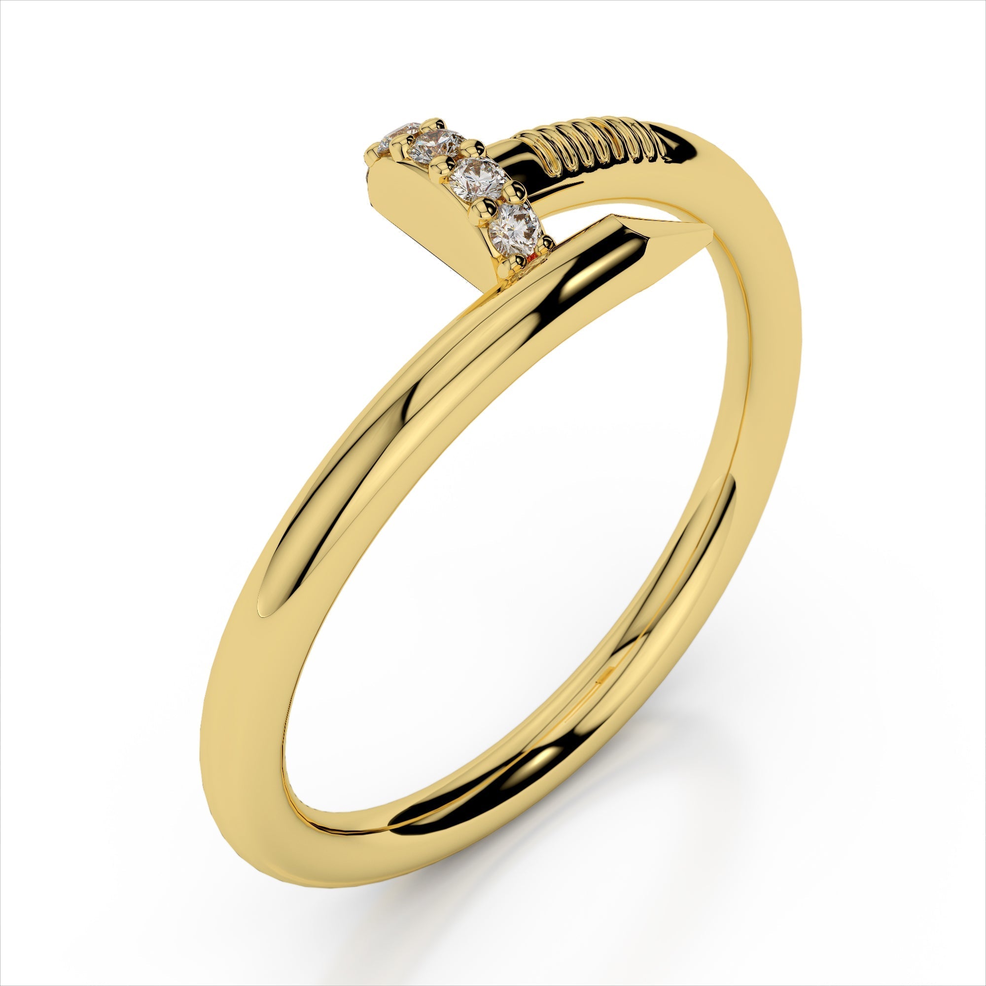 Small Spiral Diamond Nail Ring - Amouria