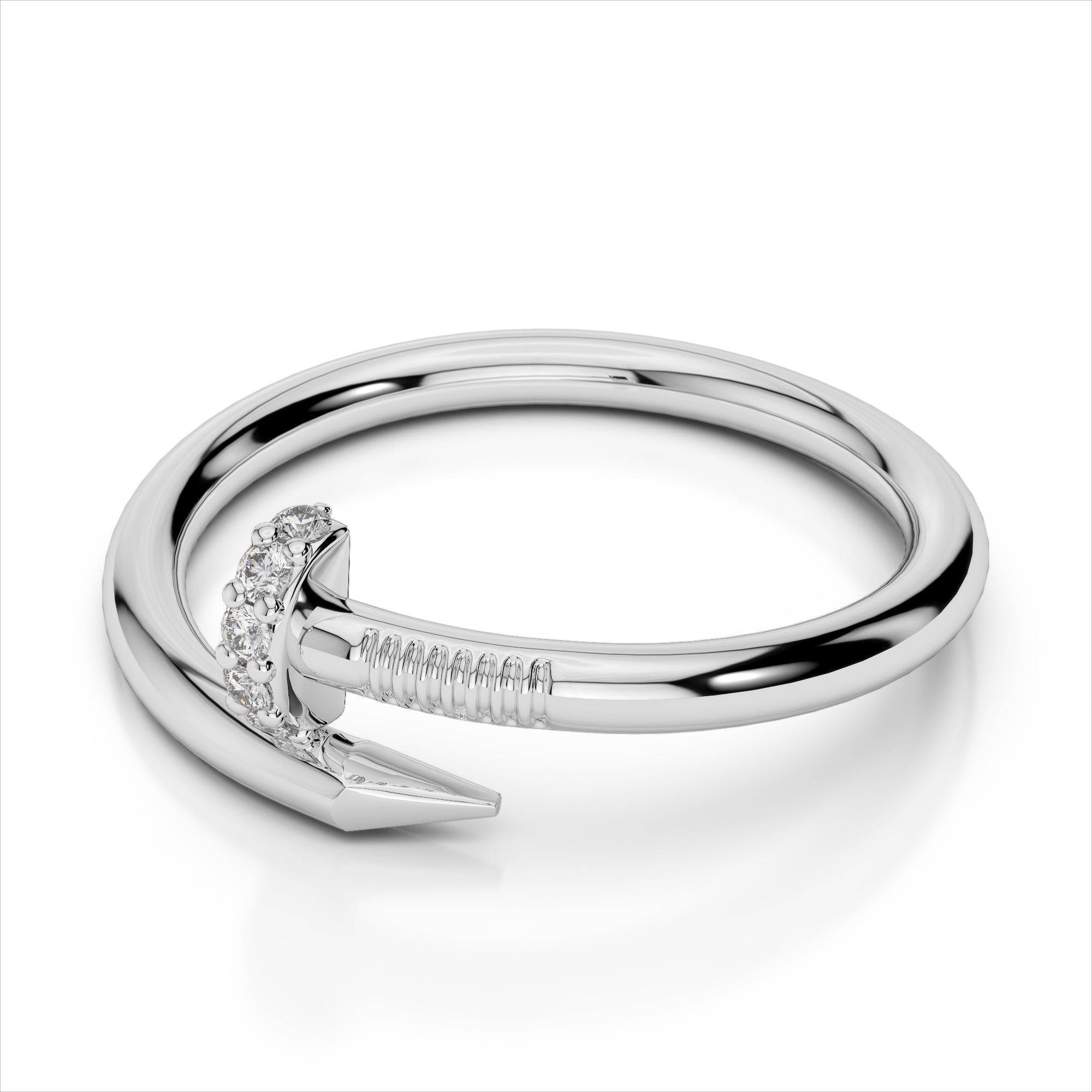 Small Spiral Diamond Nail Ring - Amouria