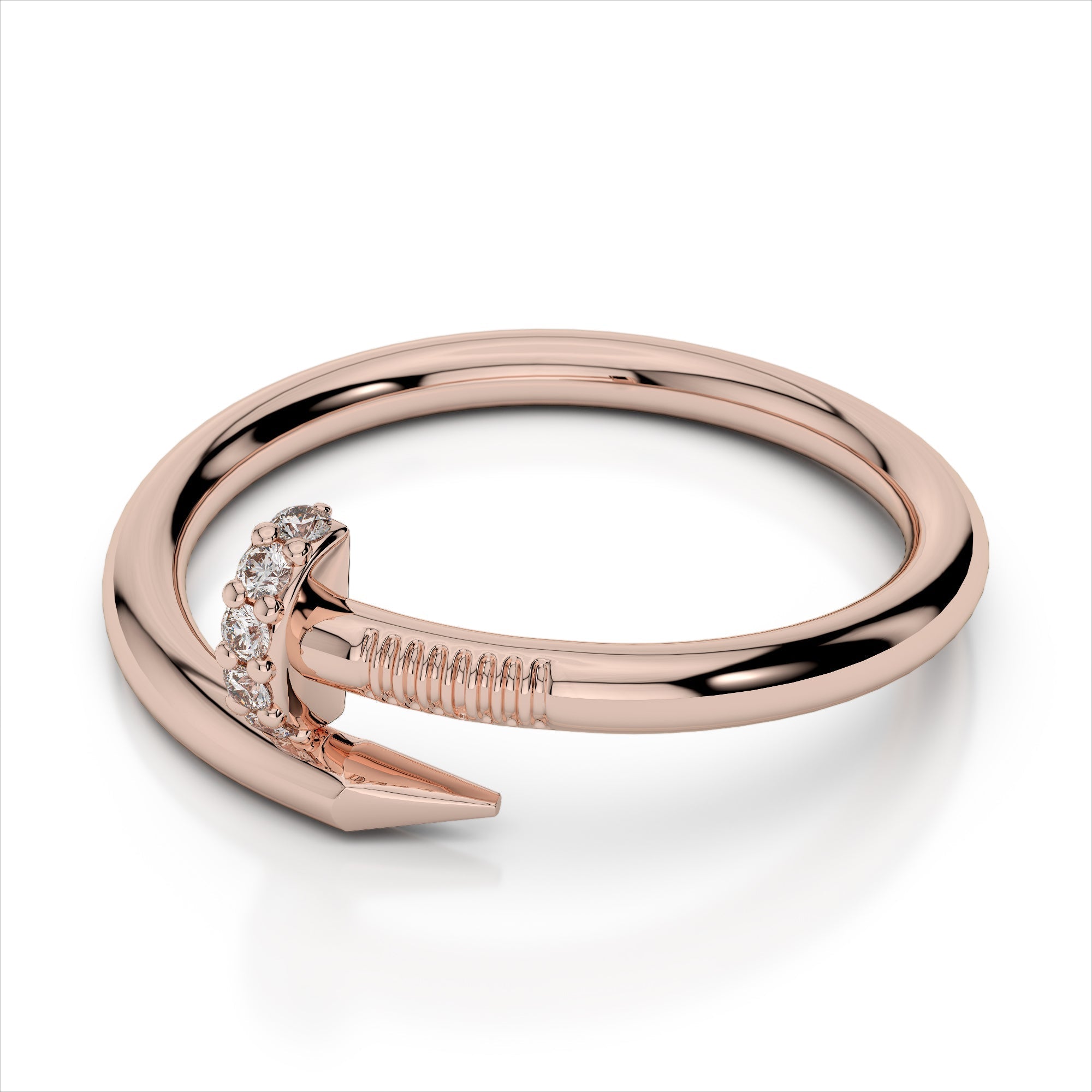 Small Spiral Diamond Nail Ring - Amouria