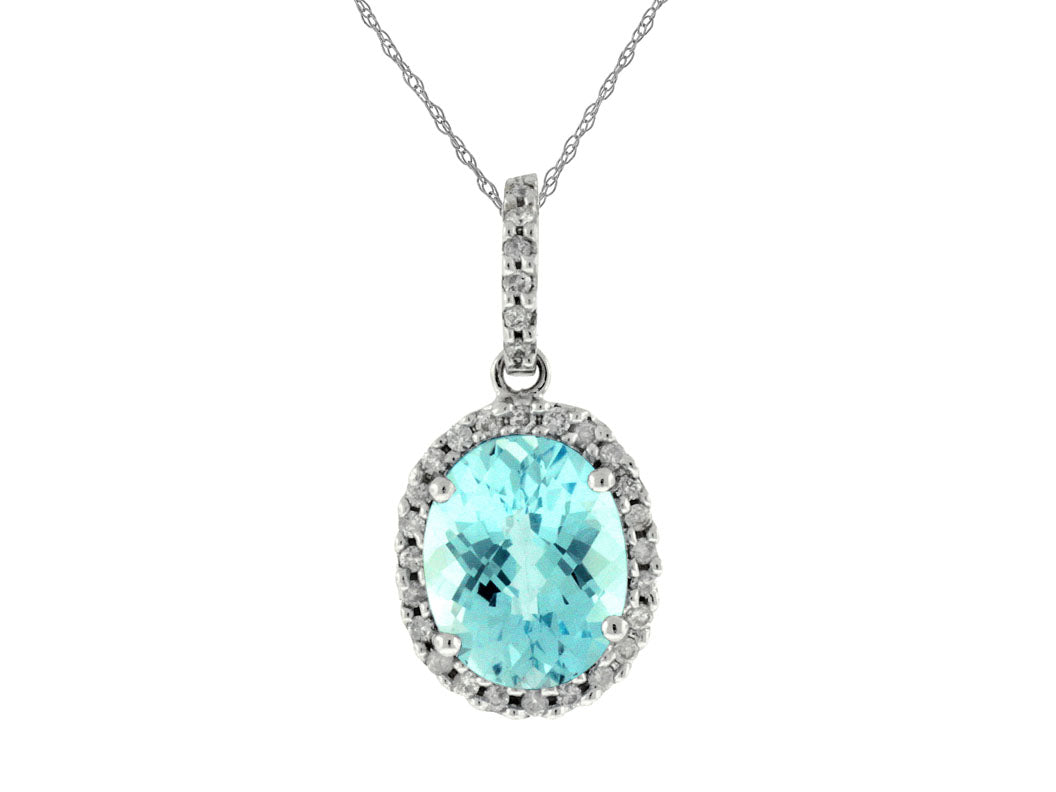 Blue Topaz & Diamond Pendant 