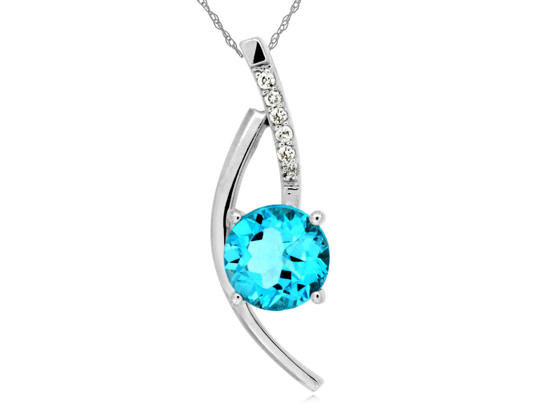 Blue Topaz & Diamond Pendant 