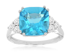 Blue Topaz & Diamond Ring 