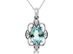 Aquamarine & Diamond Pendant 