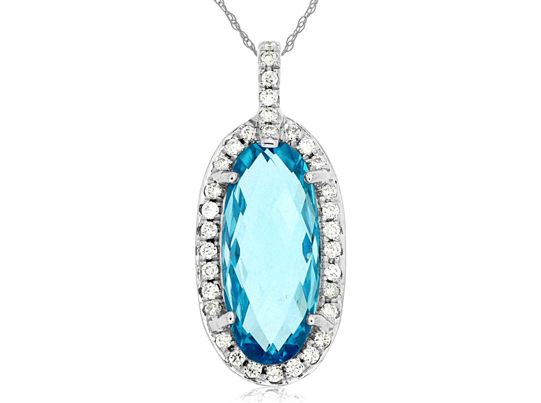 Blue Topaz & Diamond Pendant 