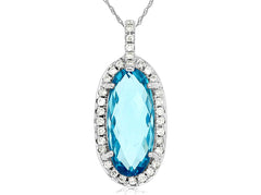 Blue Topaz & Diamond Pendant 
