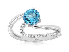 Blue Topaz & Diamond Ring 