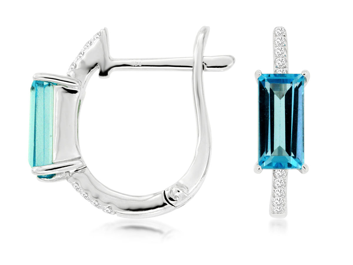 Blue Topaz & Diamond Earring 