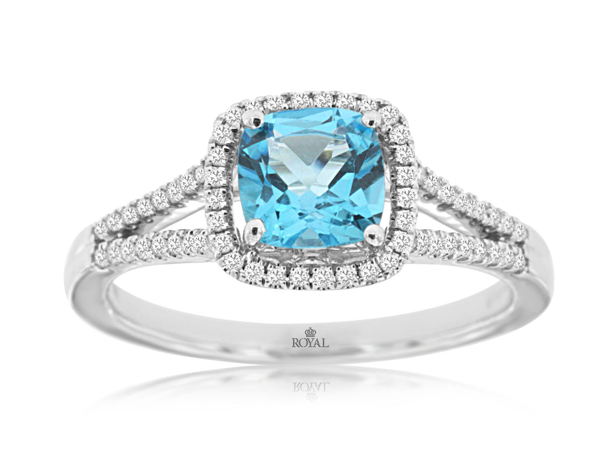 Blue Topaz & Diamond Ring 