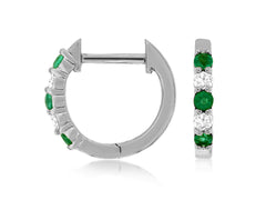 Emerald & Diamond Huggie Hoops