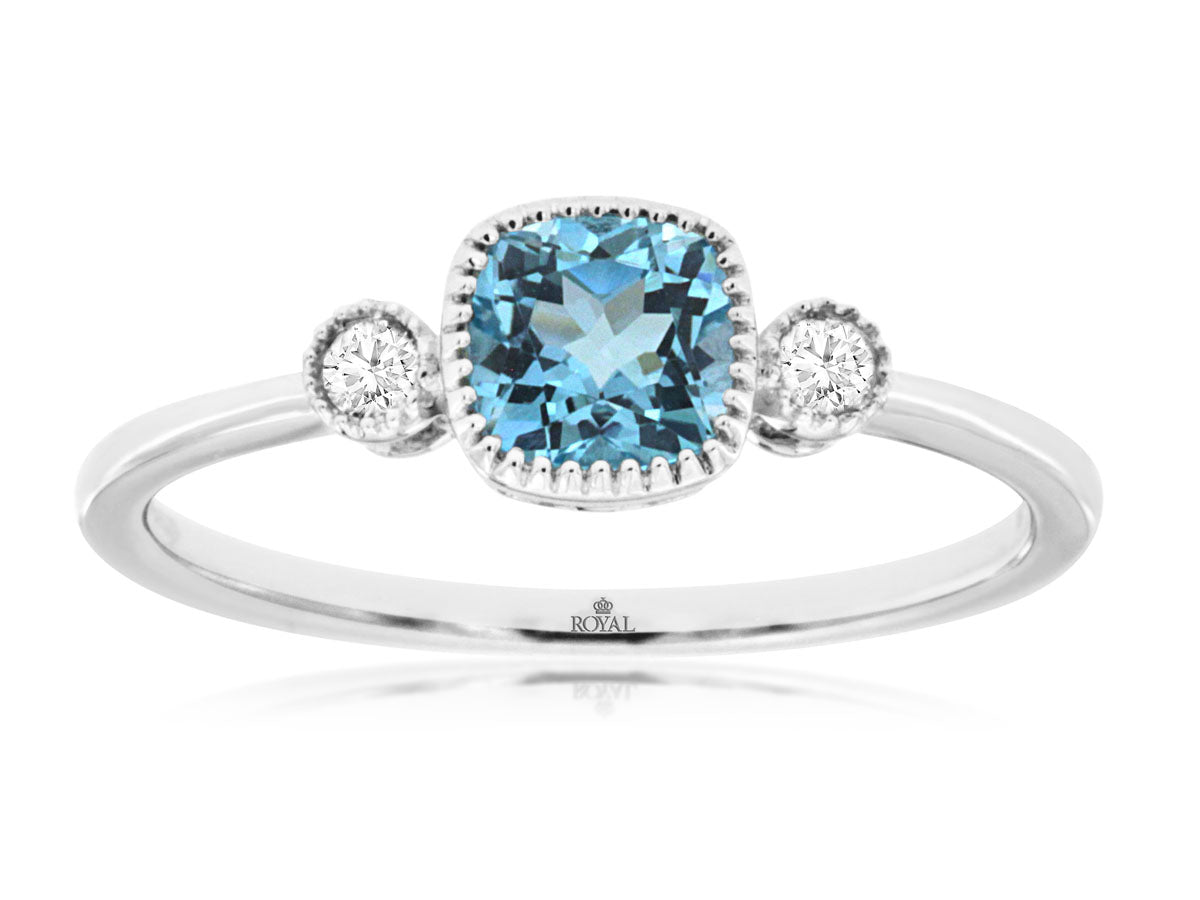 Blue Topaz & Diamond Ring 