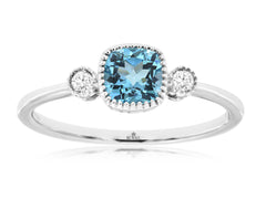 Blue Topaz & Diamond Ring 