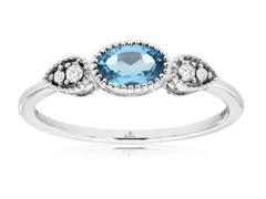 Blue Topaz & Diamond Ring 