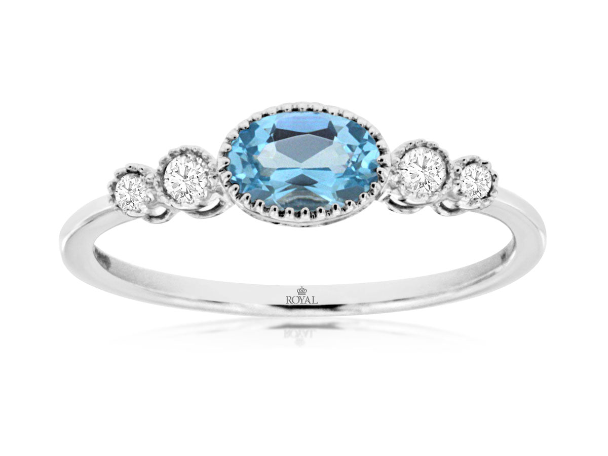 Blue Topaz & Diamond Ring 