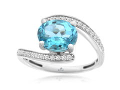 Blue Topaz & Diamond Ring 