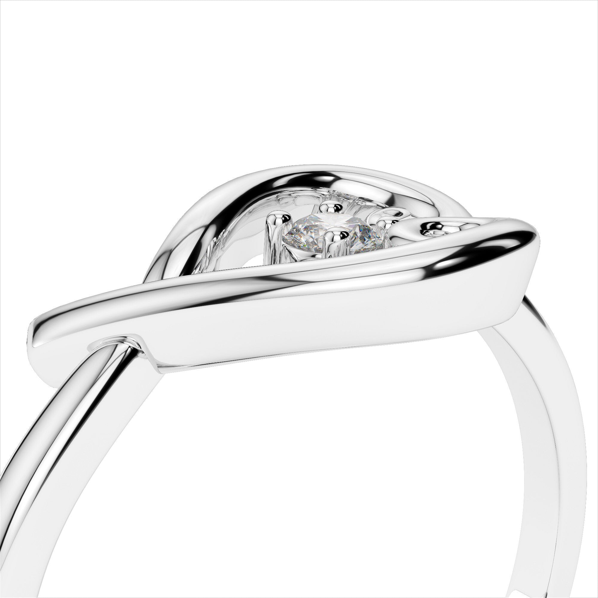 0.05 Carat Diamond Heart Ring / 14k Solid Gold / Modern and Contemporary Jewelry / Natural SI1 Diamond / Vintage Heart Ring / Love Knot Ring