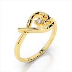 0.05 Carat Diamond Heart Ring / 14k Solid Gold / Modern and Contemporary Jewelry / Natural SI1 Diamond / Vintage Heart Ring / Love Knot Ring