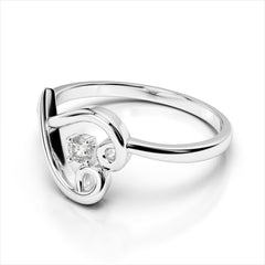 0.05 Carat Diamond Heart Ring / 14k Solid Gold / Modern and Contemporary Jewelry / Natural SI1 Diamond / Vintage Heart Ring / Love Knot Ring